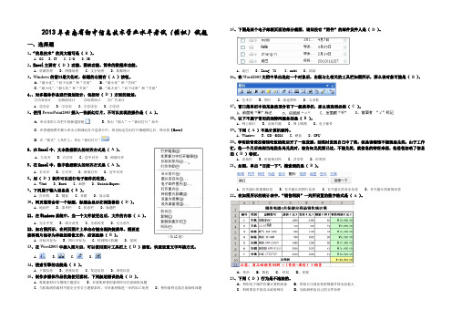 2013年云南省初中信息技术学业水平考试(模拟)试题