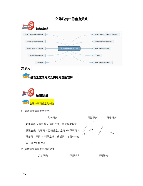 【最新!决胜高考精品高中数学课件-教师版】人教版数学必修二——立体几何中的垂直关系 