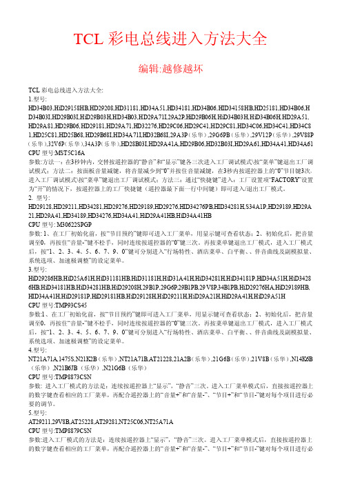 TCL彩电总线进入方法大全