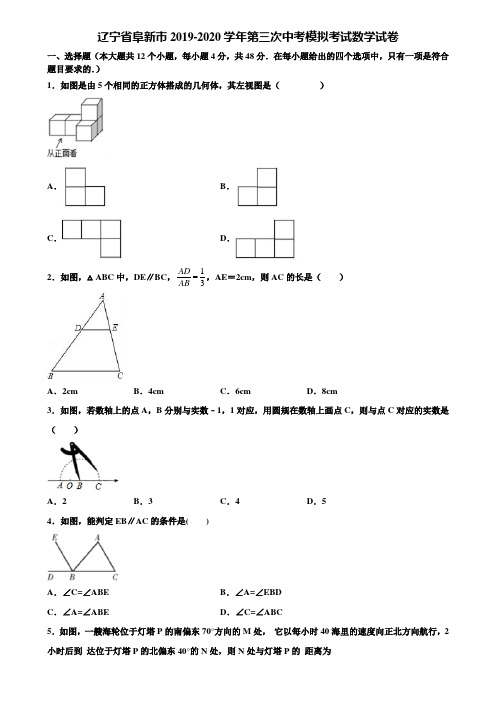 辽宁省阜新市2019-2020学年第三次中考模拟考试数学试卷含解析