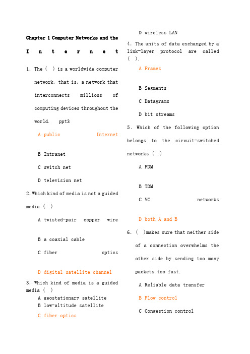 计算机网络英文题库附答案chater