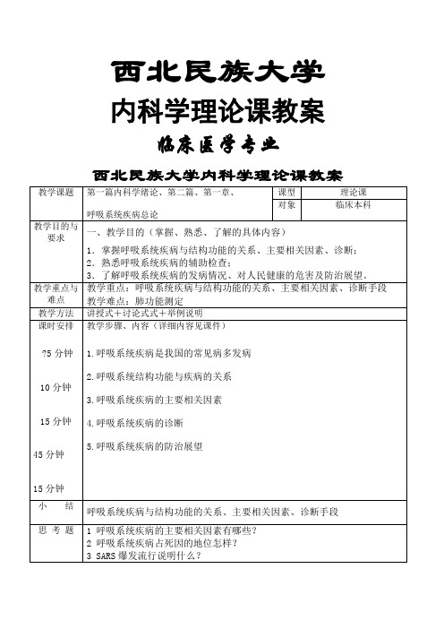 临床医学本科教案模板