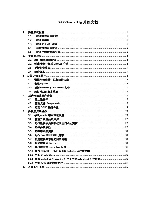 SAP Oracle 11g升级文档(整理版)