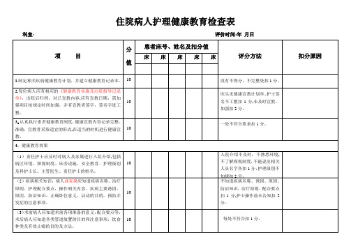 健康教育检查表