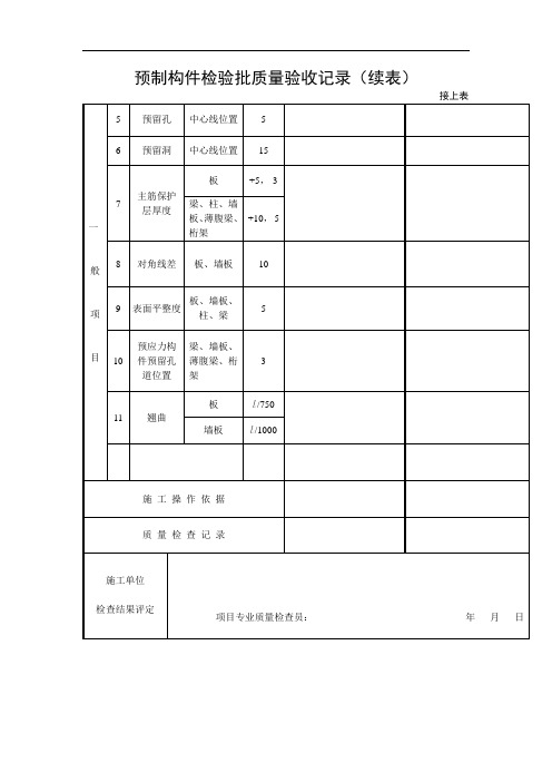 预制构件检验批质量验收记录2