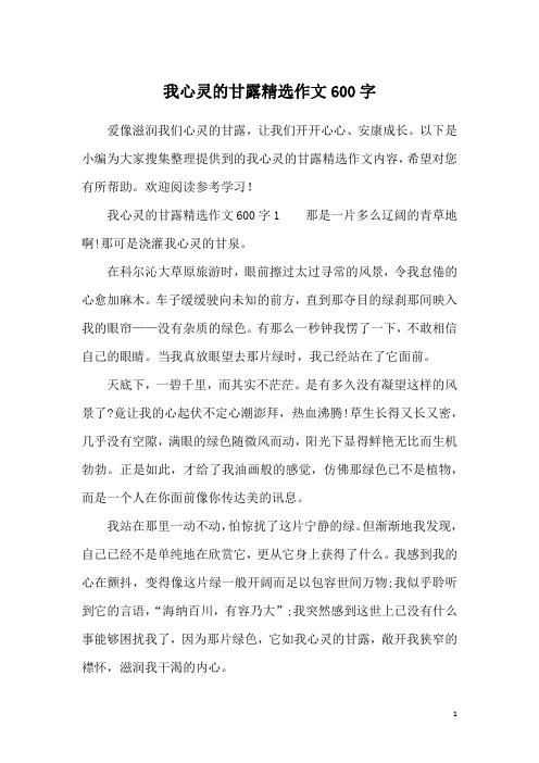 我心灵的甘露精选作文600字