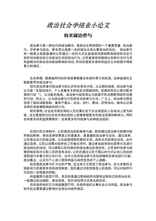 政治社会学结业小论文