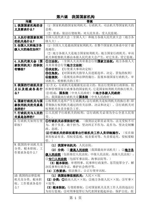 第六课 我国国家机构(重点知识)