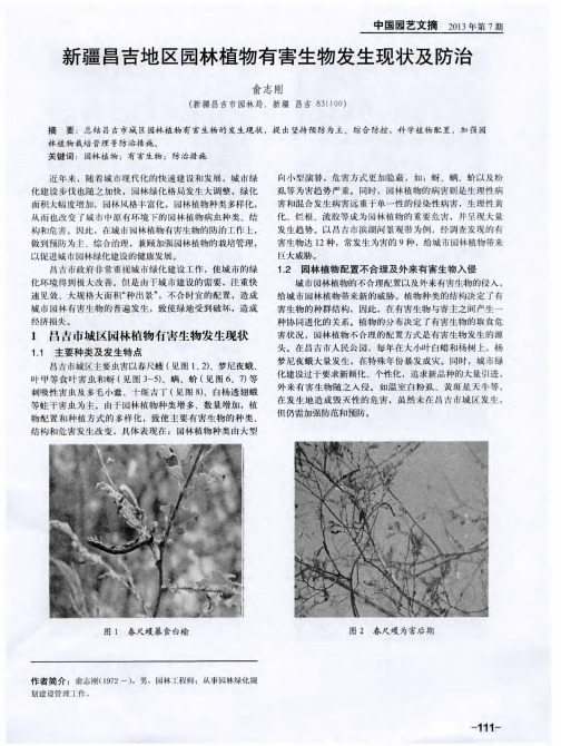 新疆昌吉地区园林植物有害生物发生现状及防治