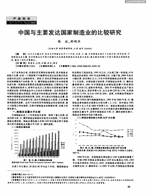 中国与主要发达国家制造业的比较研究