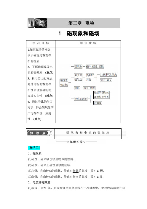 【高中物理】高中物理(人教版)选修3-1同步教师用书： 第3章 1 磁现象和磁场