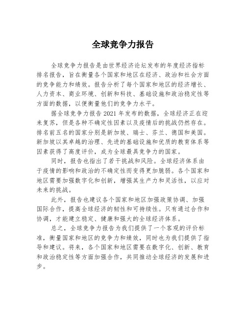 全球竞争力报告