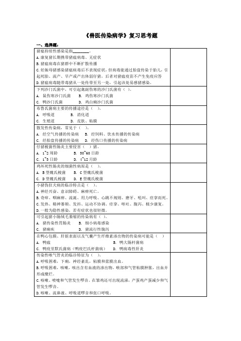 兽医传染病学复习思考题