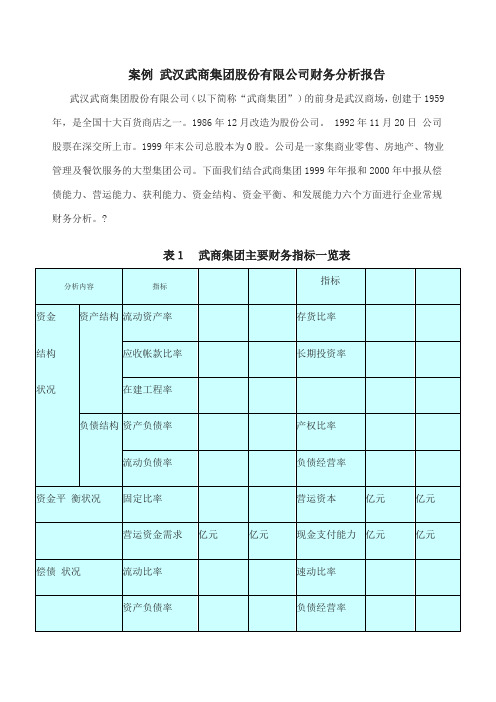 案例武汉武商集团股份公司财务分析案例 (1)