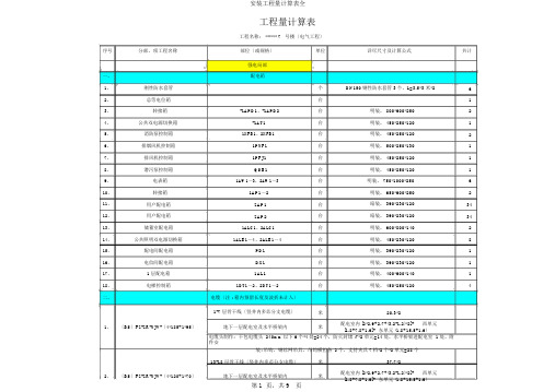 安装工程量计算表全