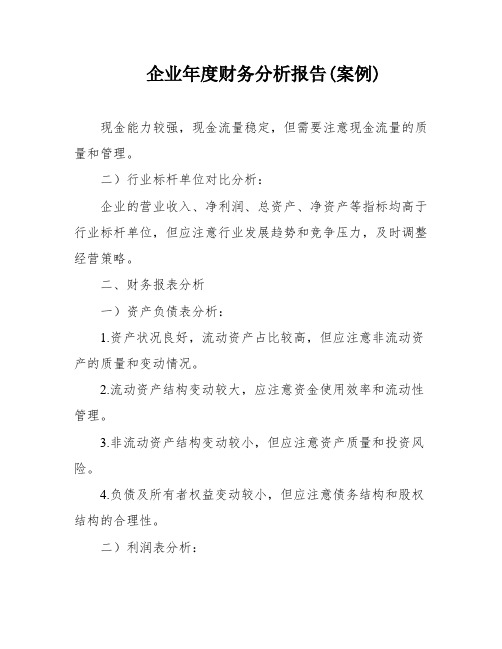 企业年度财务分析报告(案例)