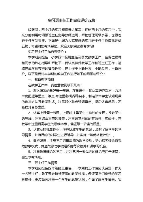 实习班主任工作自我评价五篇