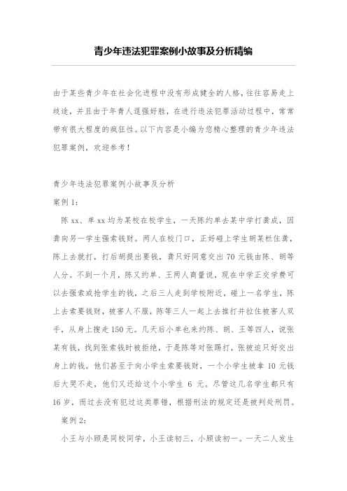 青少年违法犯罪案例小故事及分析精编