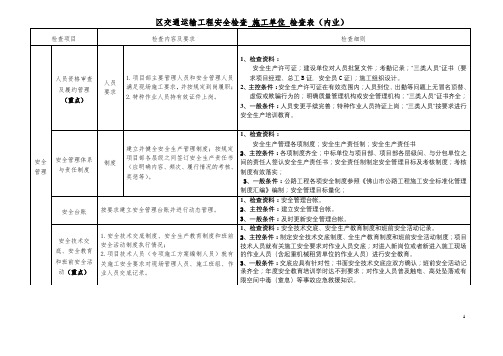 安全内业检查表施工单位