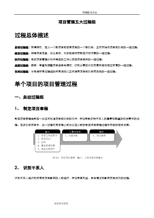 PMP项目管理五大过程组及42个过程输入-输出-工具及技术