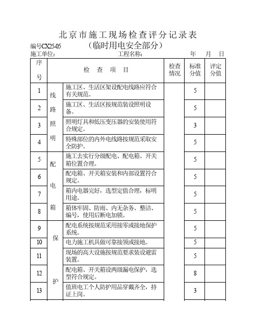 临时用电检查评分表