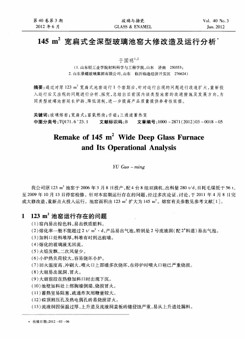 145m2宽扁式全深型玻璃池窑大修改造及运行分析