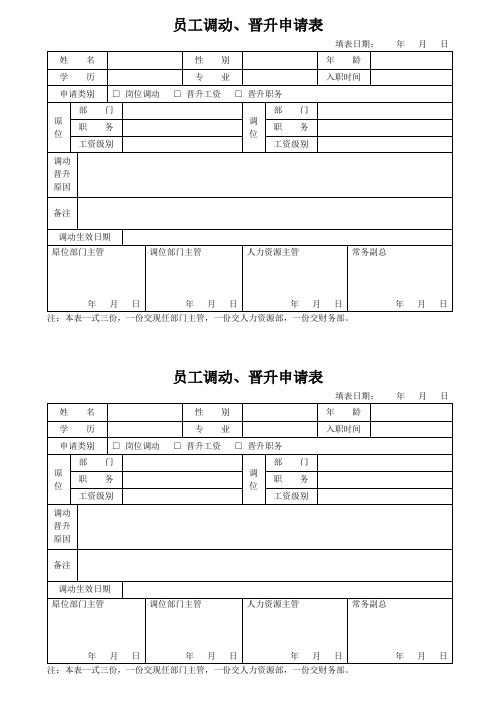 HR-001-B13员工调动、晋升申请表