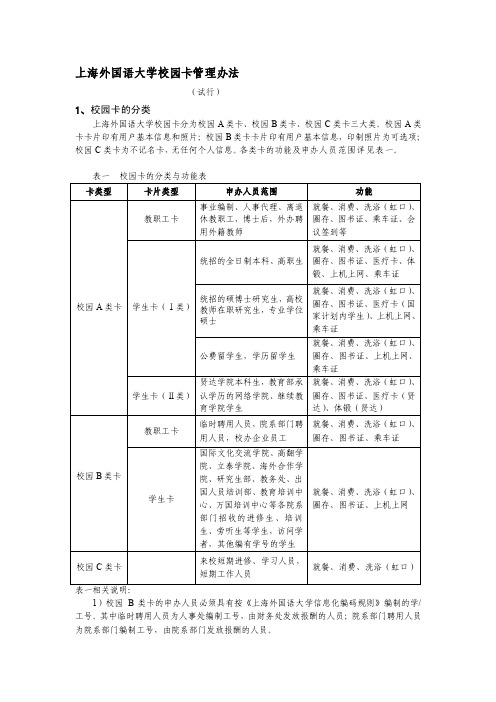 上海外国语大学校园卡管理办法