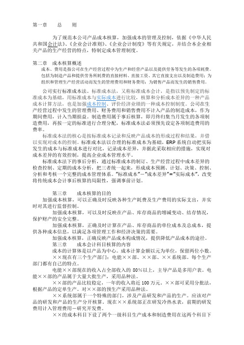 公司标准成本核算管理制度