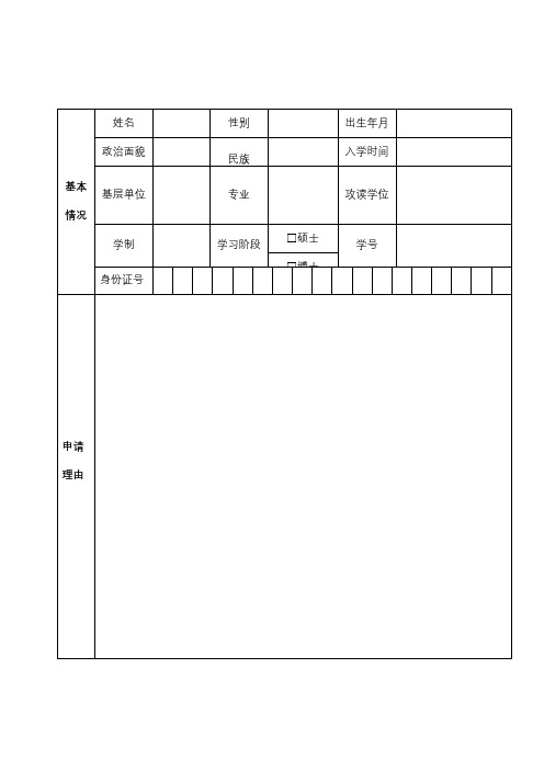 研究生国家奖学金申请审批表填写说明【模板】