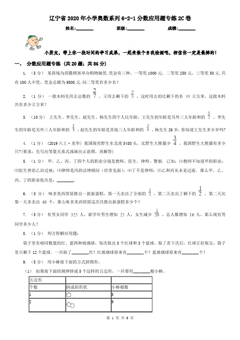 辽宁省2020年小学奥数系列6-2-1分数应用题专练2C卷