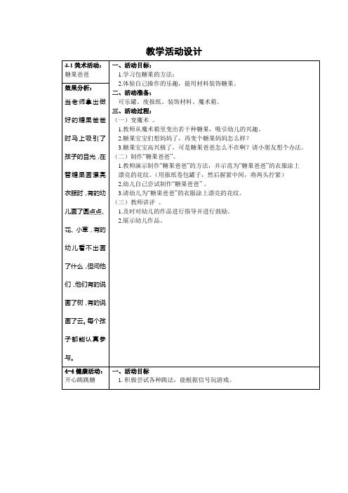 第二个主题《甜甜蜜蜜》教学活动设计