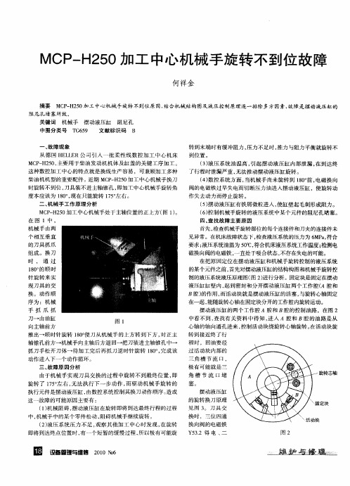 MCP-H250加工中心机械手旋转不到位故障