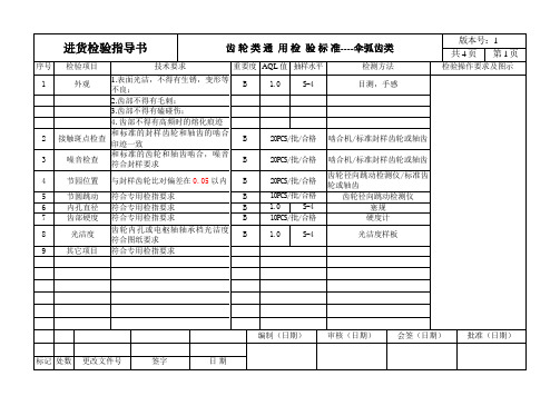 齿轮类(齿轮和轴齿)通用检验指导书