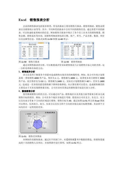 Excel  销售报表分析