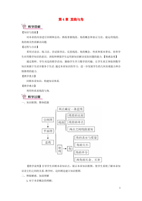 长沙县七中七年级数学上册 第4章 直线与角本章复习教案 沪科版