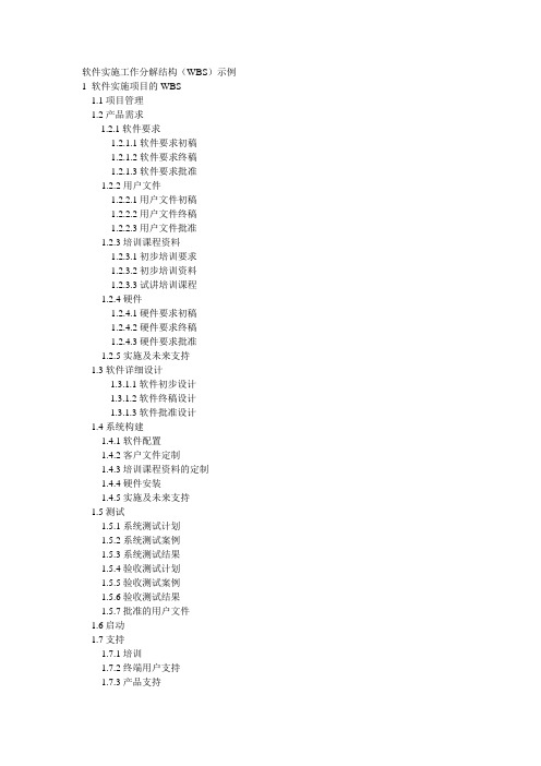 软件实施工作分解结构