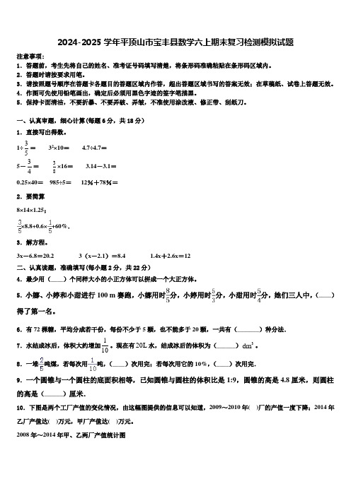 2024-2025学年平顶山市宝丰县数学六上期末复习检测模拟试题含解析