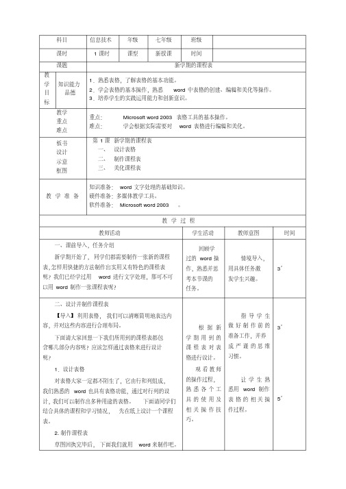 2014信息技术教案七年级下册全