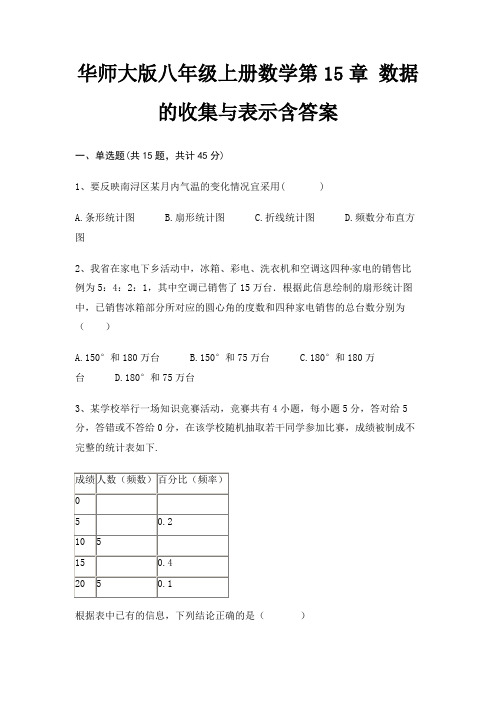 华师大版八年级上册数学第15章 数据的收集与表示含答案