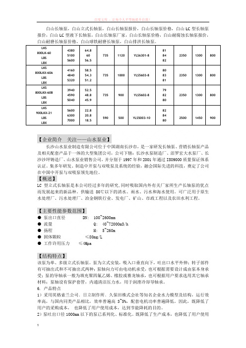 白山市lc长轴泵厂家白山市长轴泵解决方案(山水泵业)