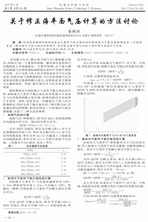 关于修正海平面气压计算的方法讨论