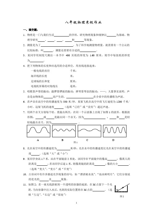 八年级物理寒假作业资料