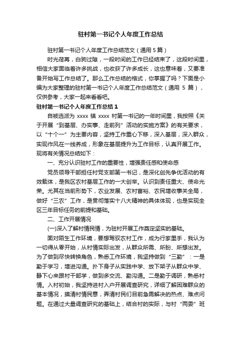 驻村第一书记个人年度工作总结范文(通用5篇)