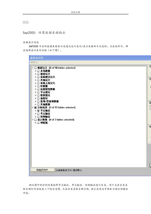 sap2000输出结果意义