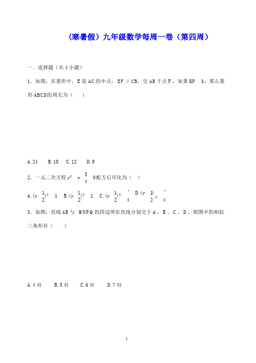 (暑寒假)九年级数学 每周一卷(第四周)