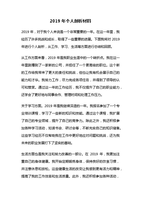 2019年个人剖析材料