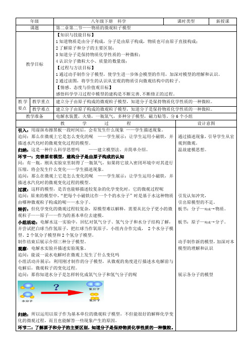 初中八年级-浙江教育出版社初中科学八年级下册 第2节 物质的微观粒子模型【全国一等奖】