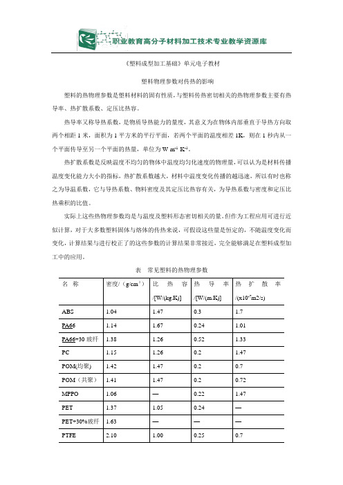 塑料物理参数对传热的影响单元电子教材(精)