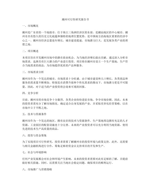 潮州可行性研究报告书